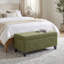 Repose-pieds de rangement avec couvercle rabattable, assemblage facile, pieds bouclés en tissu et bois d'hévéa, vert rétro