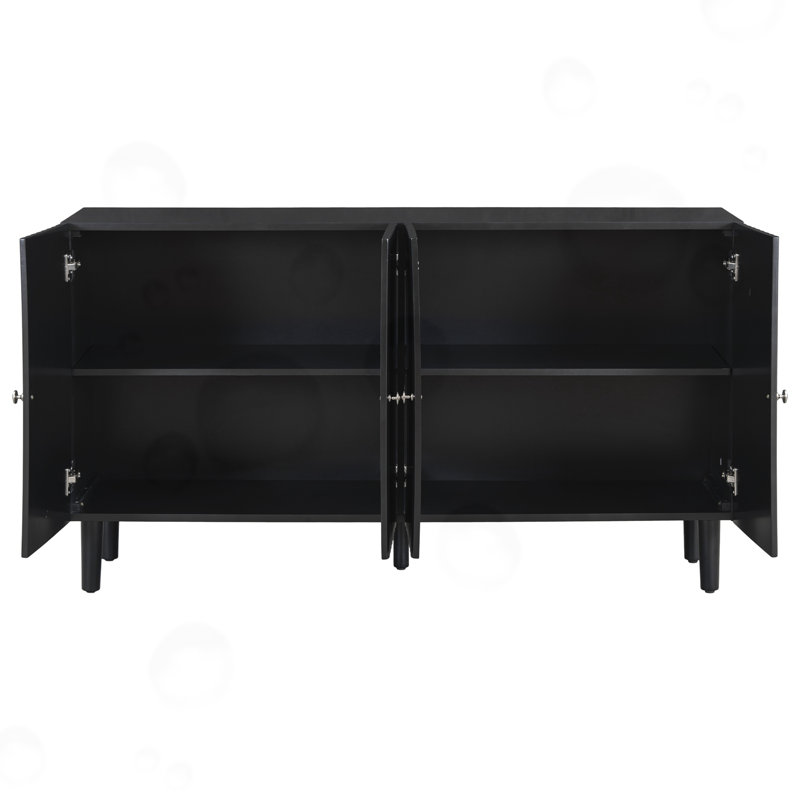Buffet de rangement avec 4 portes, Noir, noir, noir, noir