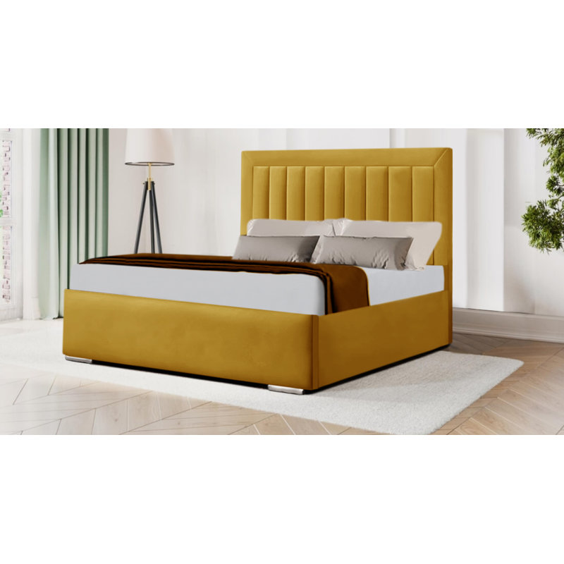 Analysa Upholstered Bed, Yellow Mustard, Double (4'6)