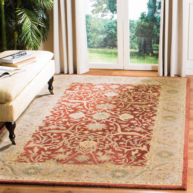 Traver Hand-Tufted Wool Rust Area Rug, Runner 2'3" x 12'