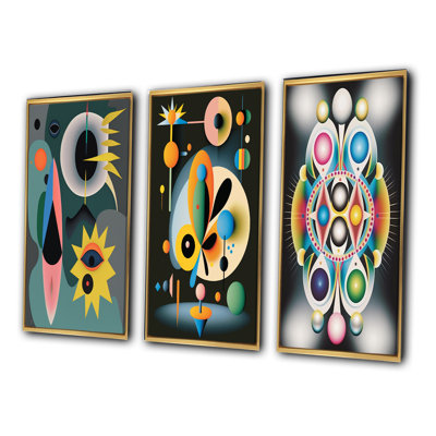 «Divine Secrets Retro Abstract Illustration III», 3 pièces
