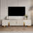 79'' Modern Rectangular Faux Marble TV Stand with 4 Storage, Entertainment Center Designed to Fit 85’’ Tvs, Sturdy Gold Metal Base, Gold and White