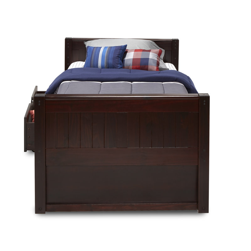 Lit plateforme en bois massif Friedemar, Cappuccino
