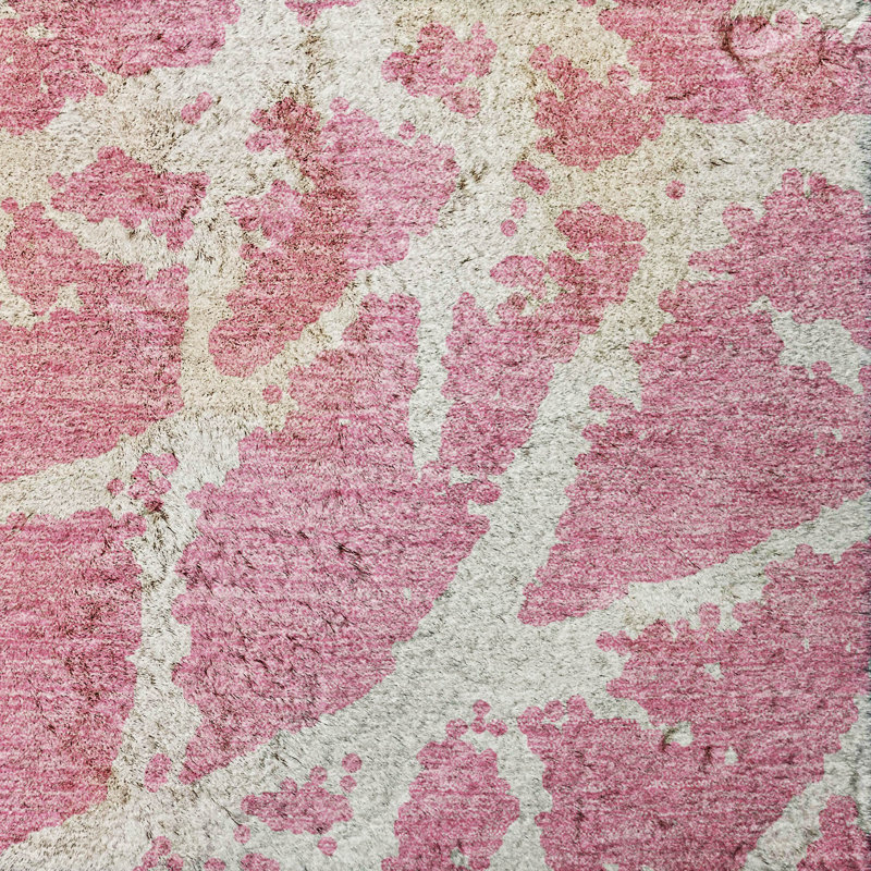 Premium Machine Washable Dream Shag ADS501 Crackle Rug, 2'3" x 7'6" Runner, Pink