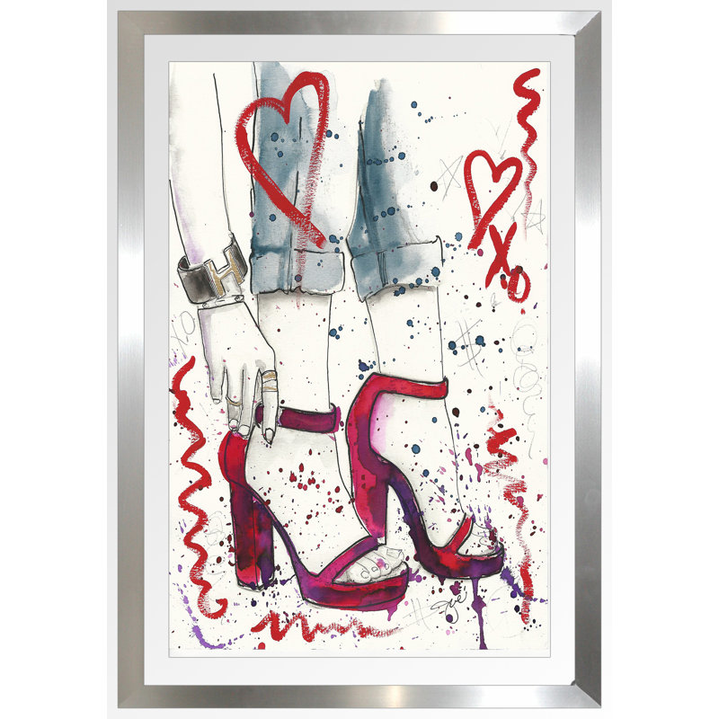 « red chaussures », impression encadrée, H 39,5 po x l 27,5 po x P 0,75 po, Acrylique avec cadre argent