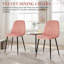 Chaises modernes en velours avec pieds en métal, ensemble de 2, rose