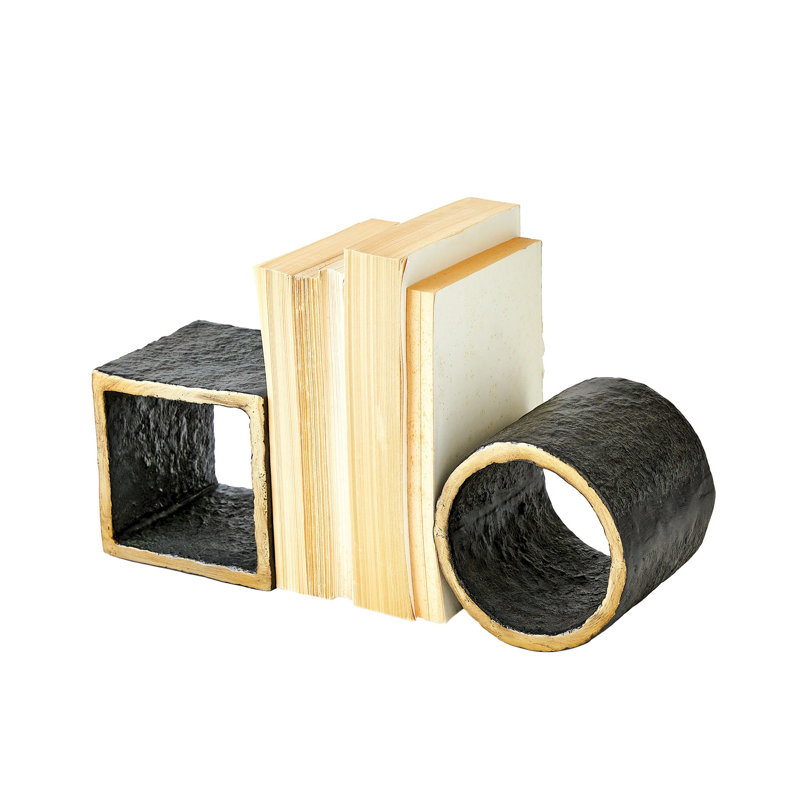 Geometry Bookends-Iron/Gold-Pair