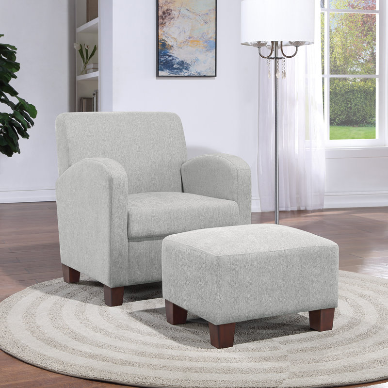 Fauteuil club avec repose-pieds 29,25 po Kaelan, Polyester gris clair