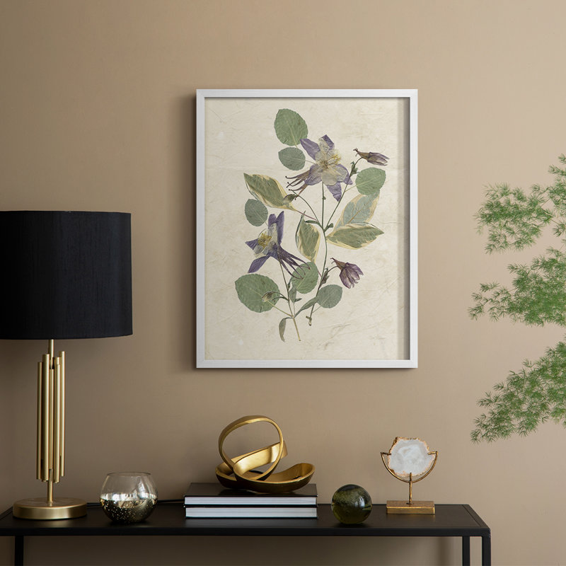 Pressed Arrangement IV Framed Print - Solid Wood, 11" H x 9" W, White