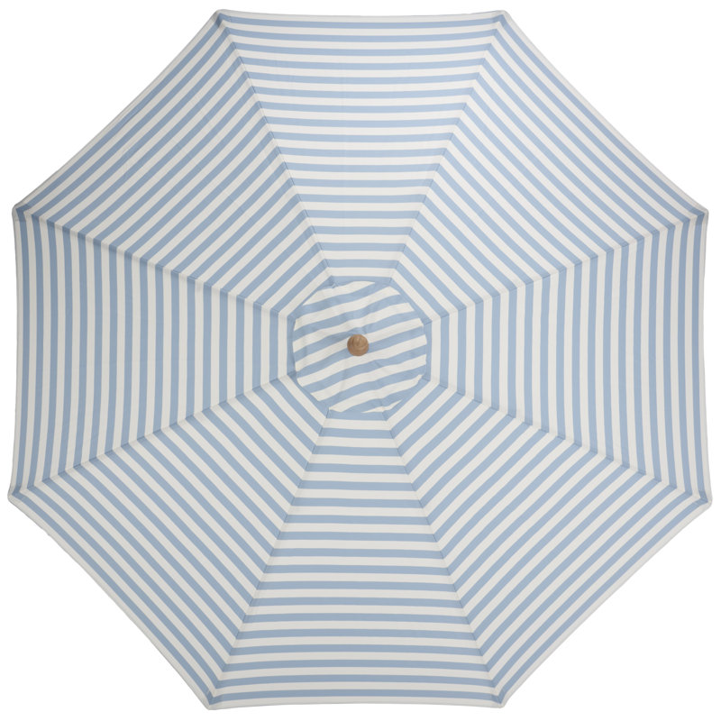 Parasol en bois 9 pi Whisenant, Rayures bleu bébé