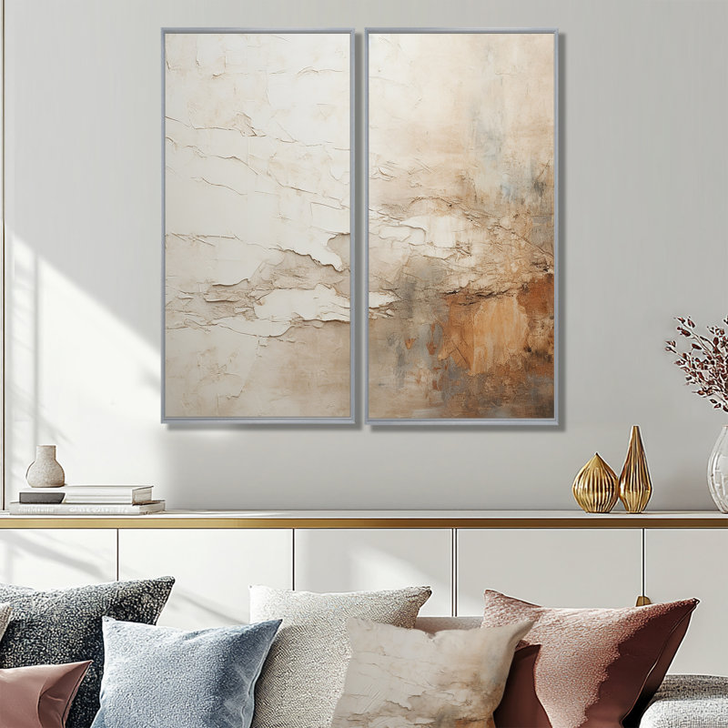 Cylen, art mural sur toile beige, Floater Framed Print, 40" H x 40" W, Silver