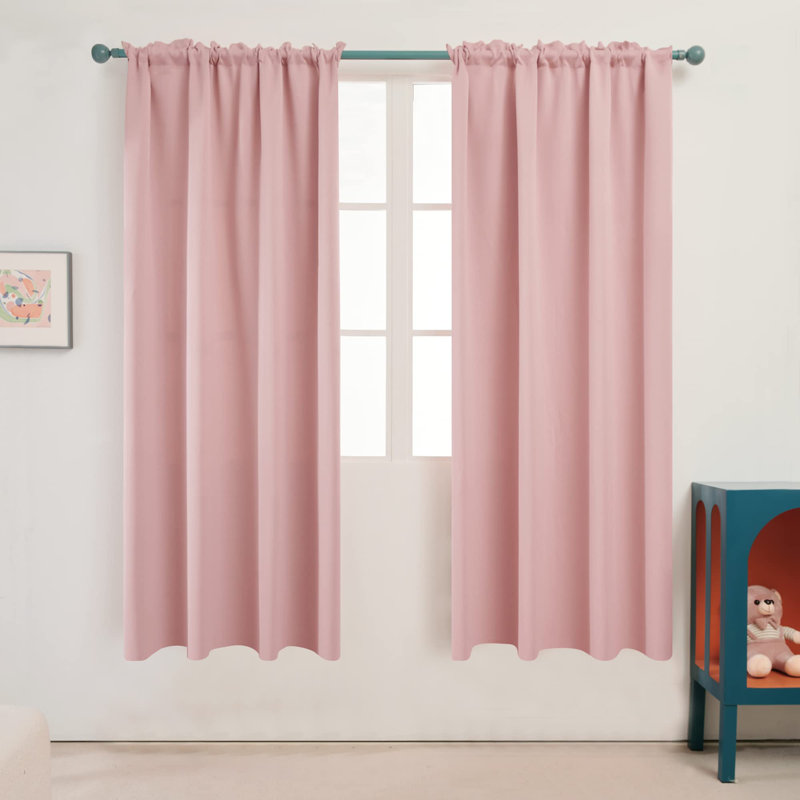 Room Darkening Rod Pocket Thermal Insulated Blackout Curtains (Set of 4), 42" W x 45" L, Light Purple
