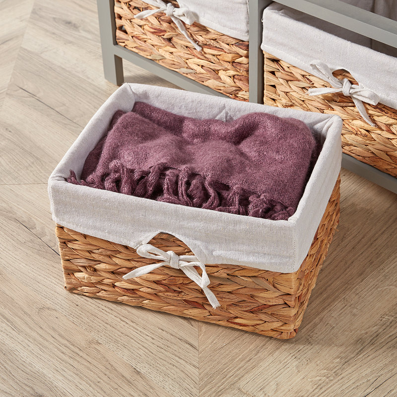 Frahm Fully Assembled 4 Wicker Drawer Wide Chest Storage Unit, Grey