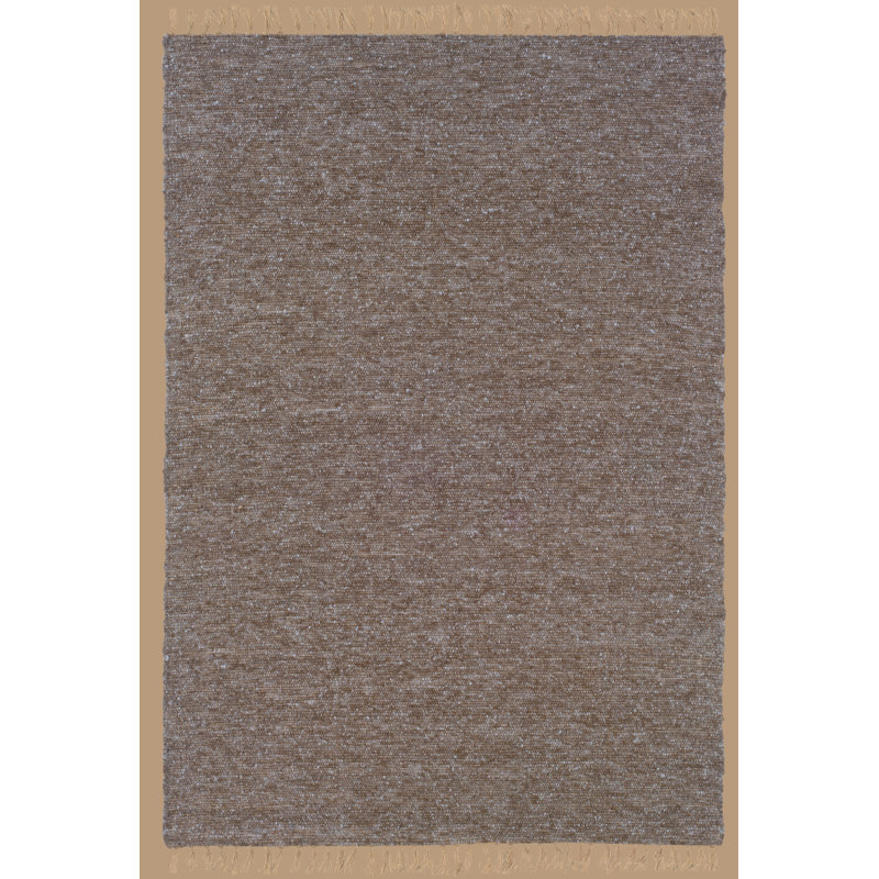 Brogan Berber Reversible Brown Wool Area Rug with Jute Core and Jute Fringe, 1'10" x 2'10"