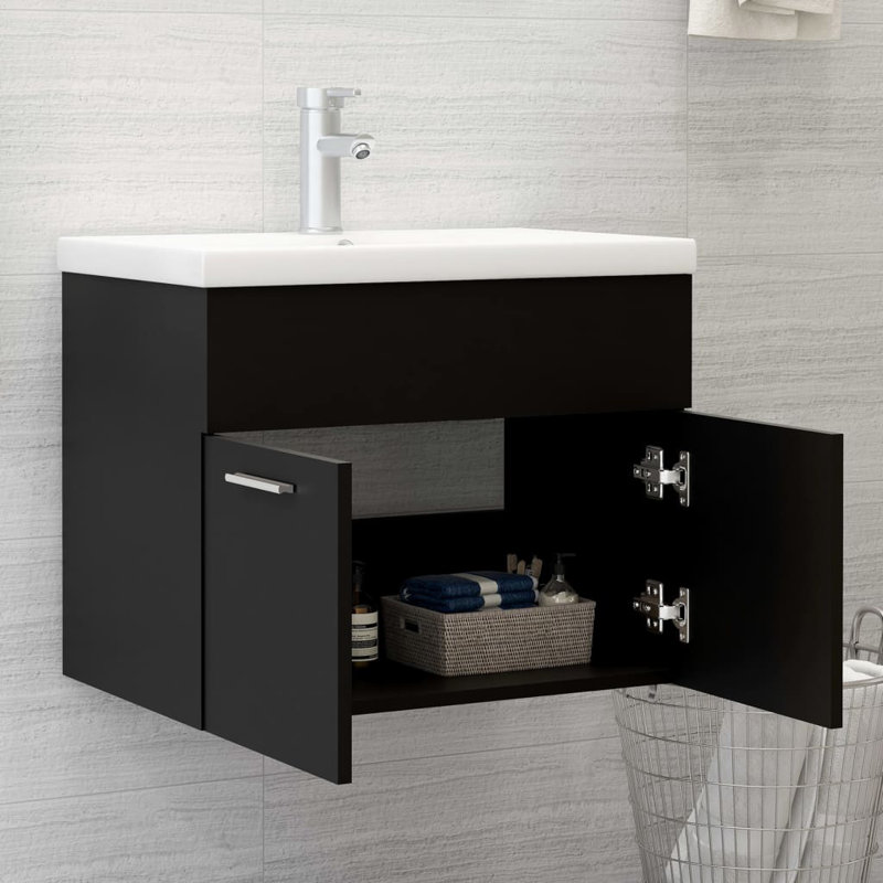 Eliona Bathroom Vanity Base Only, 46Cm H x 60Cm W x 38.5Cm D, Black