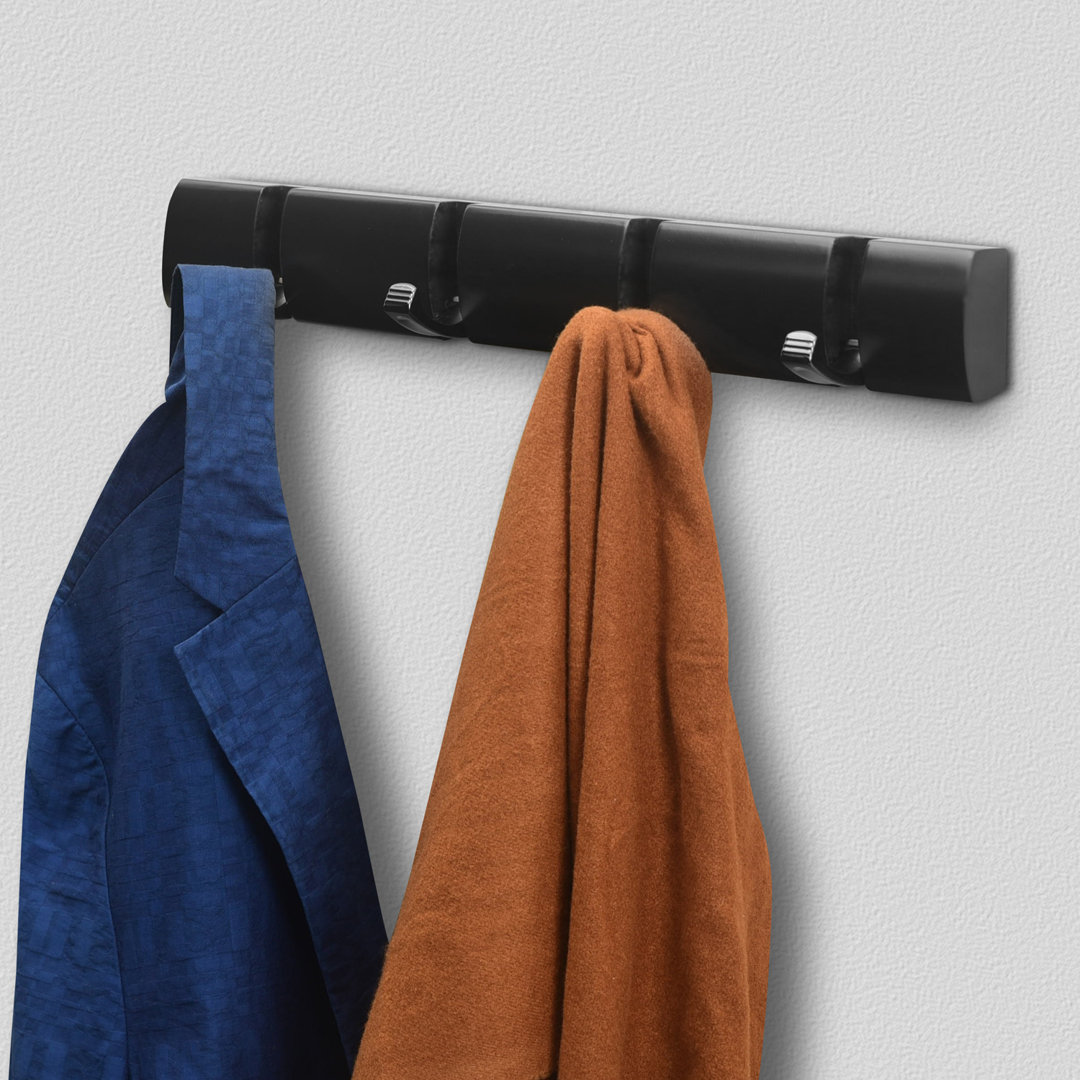 Worle 4 - Hook Wall Mounted Coat Rack in Black