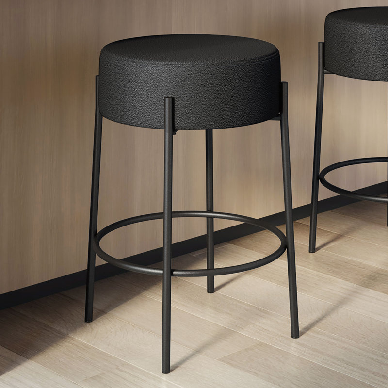 Tabouret de bar et de comptoir sans dossier Aryam, Polyester - gris anthracite, Noir