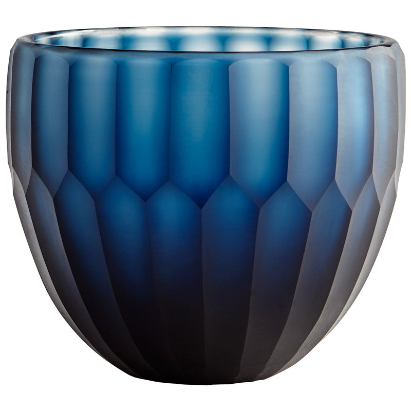 Large Ombre Blue Handcrafted Glass Tulip Bowl