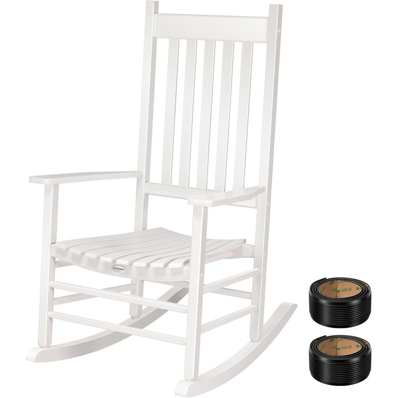 Chaise berçante surdimensionnée en bois Temaka, Blanc