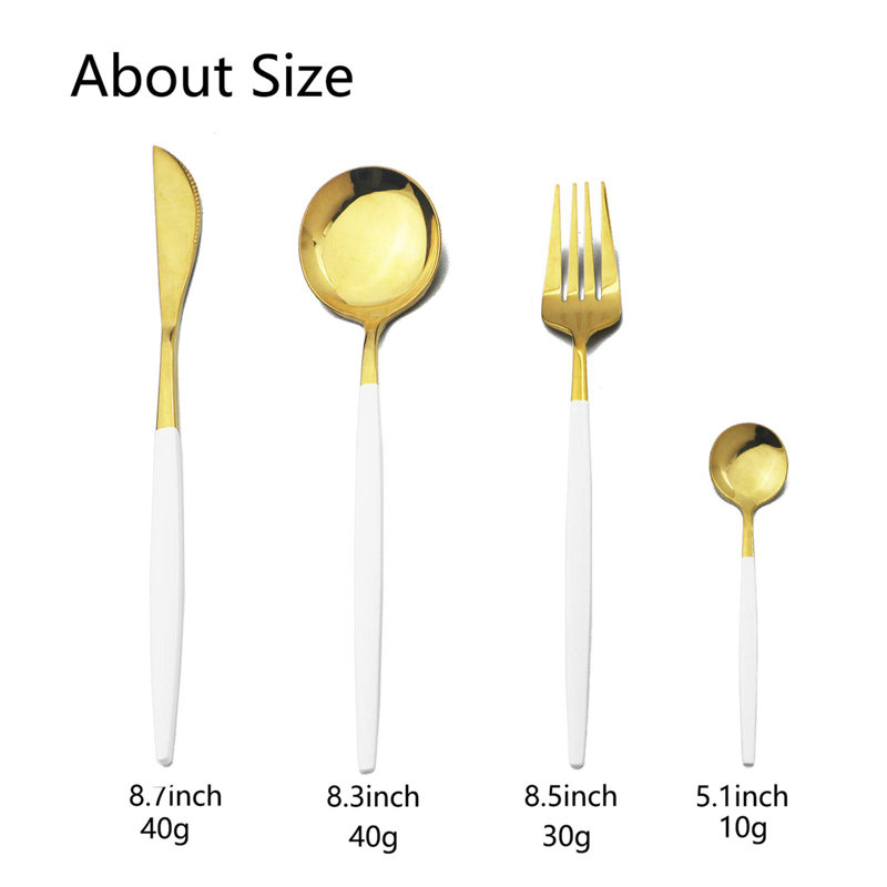 Flatware Serving Set 24 Piece, White Gold