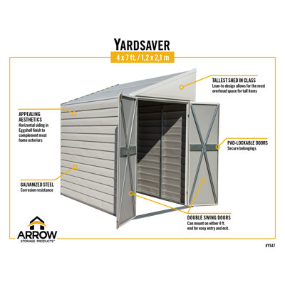 Yardsaver® 4 X 7 Ft Steel Storage Shed Charcoal