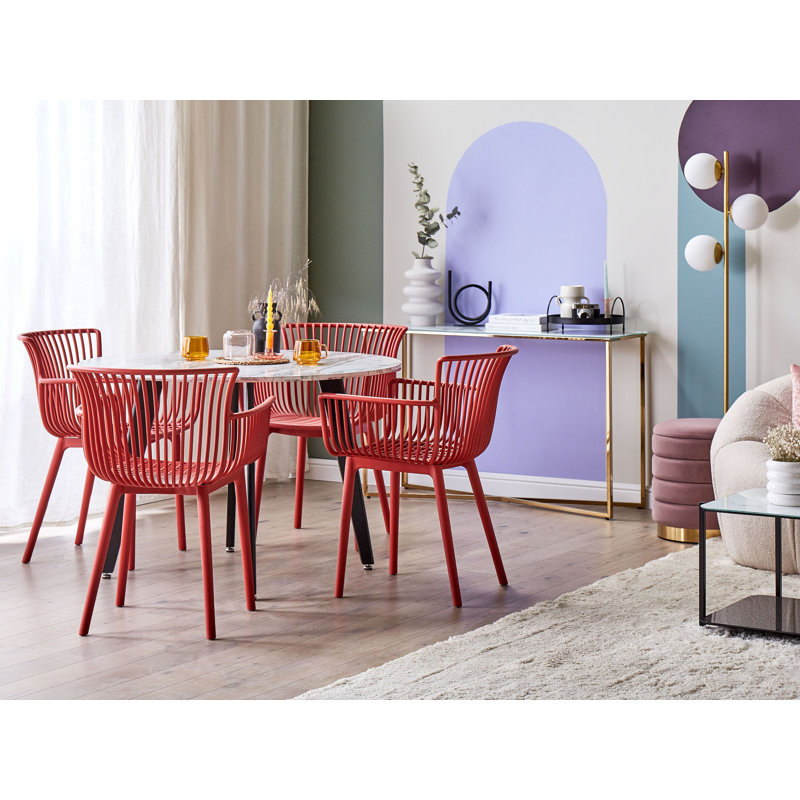 Kluesner Patio Dining Dining Chair with Cushion, Red