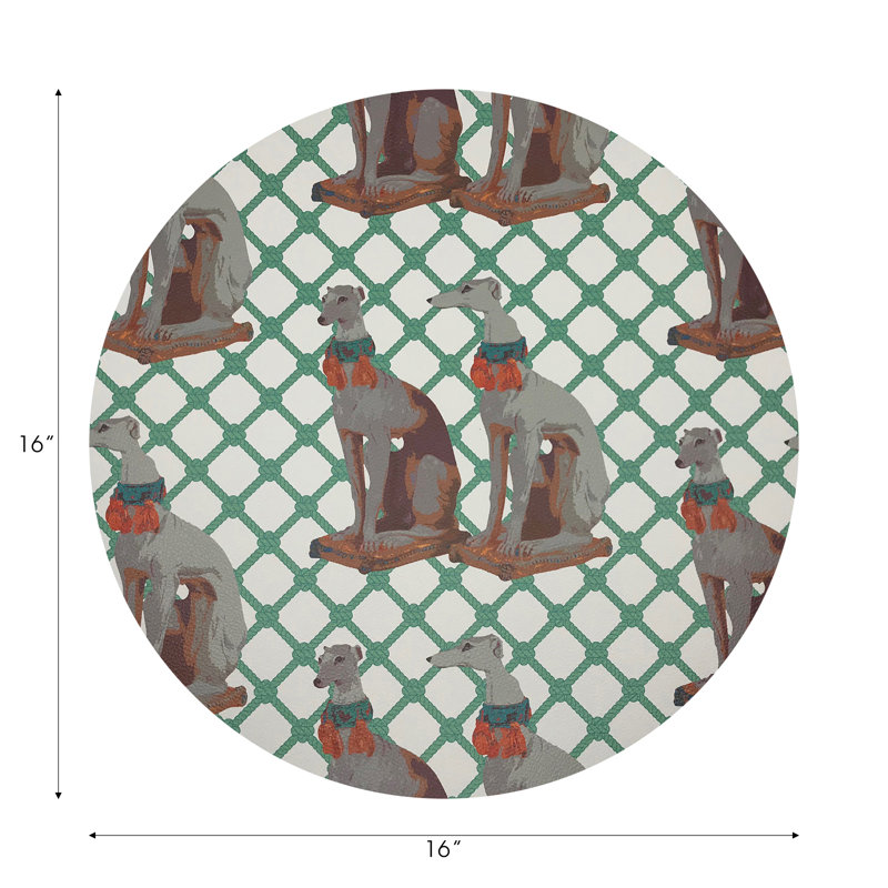 Regal Greyhound Vegan Leather Round Placemats, Marion