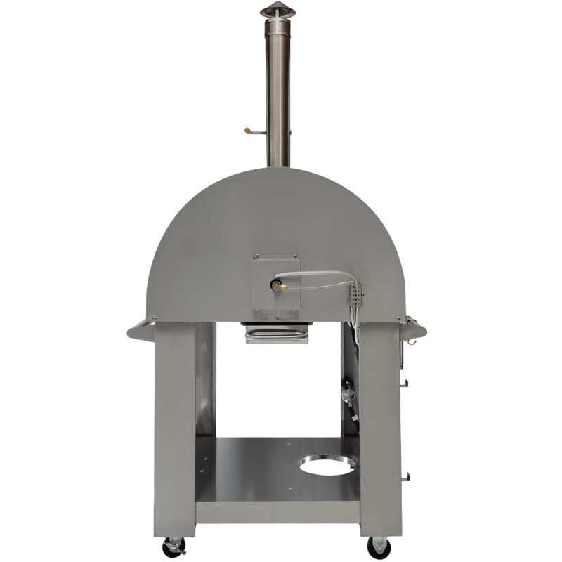 KOSTCH 32.5 inch Wood Fired and Propane Gas Pizza Oven, Large Pizza Oven for Outside, Yard and Party, Stainless Steel