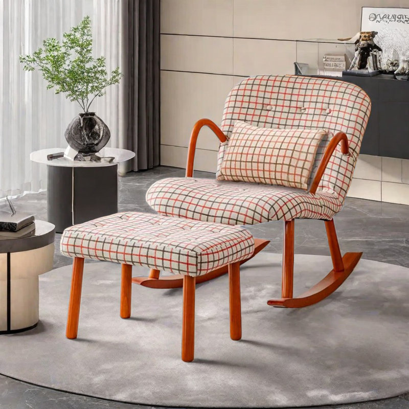 Chaise berçante en bois massif American Retro