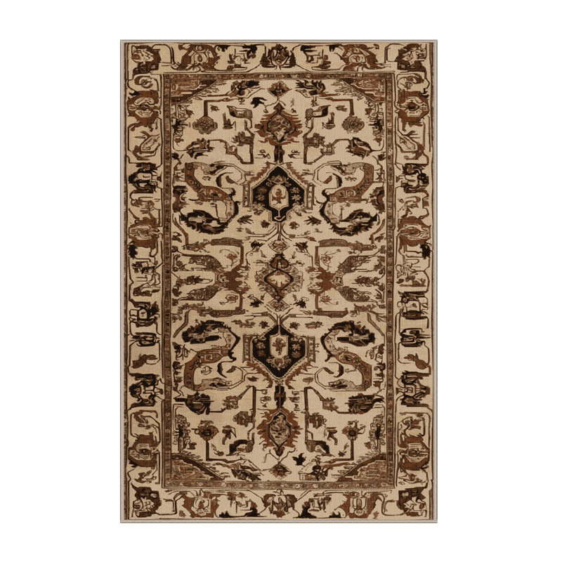 Machine Washable Persian Brown Area Rug, Rectangle 7' x 9'