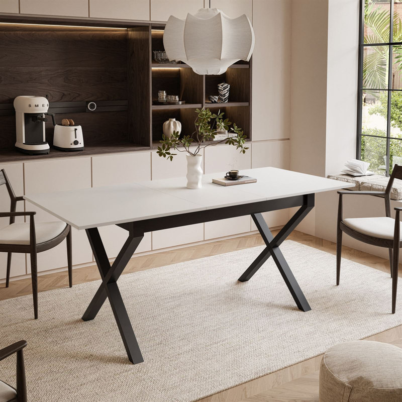 Extendable table ARTON II  140 cm,  "X" legs, White, Black
