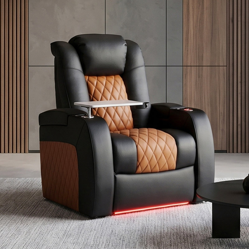 Fauteuil inclinable électrique à gravité zéro, Noir / chameau