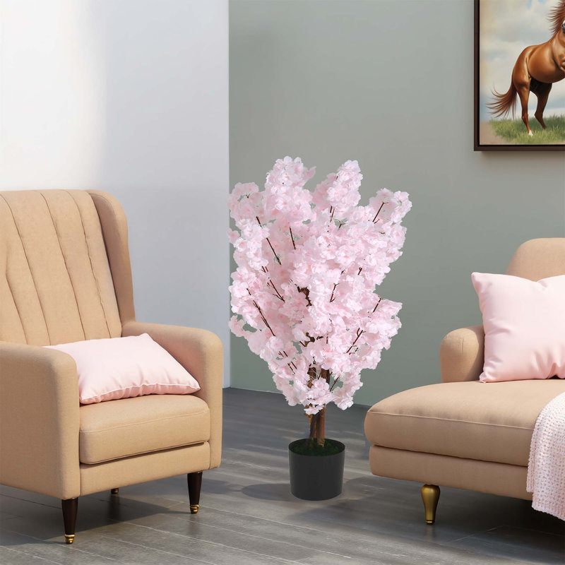 Cerisier artificiel rose 43 po avec pot