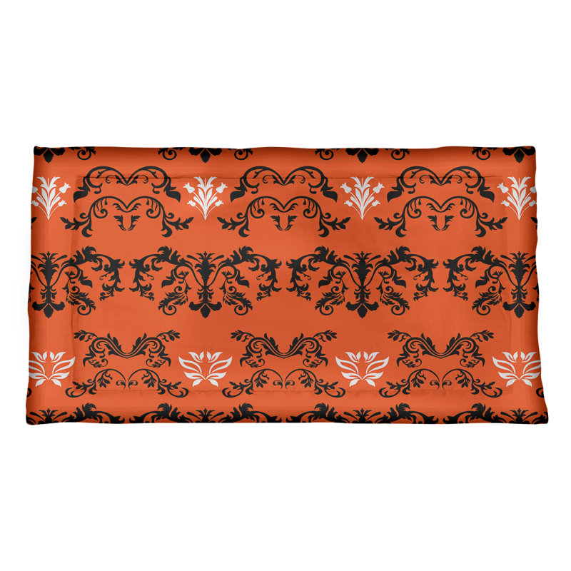 Football Baroque Pattern Pillow Sham, Orange/Black/White, Polyester, Standard