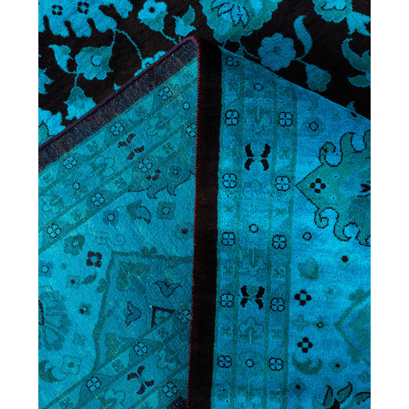 Overdyed Hand-Knotted Wool Modern-Contemporary Green Area Rug 8' 3" x 10' 4"