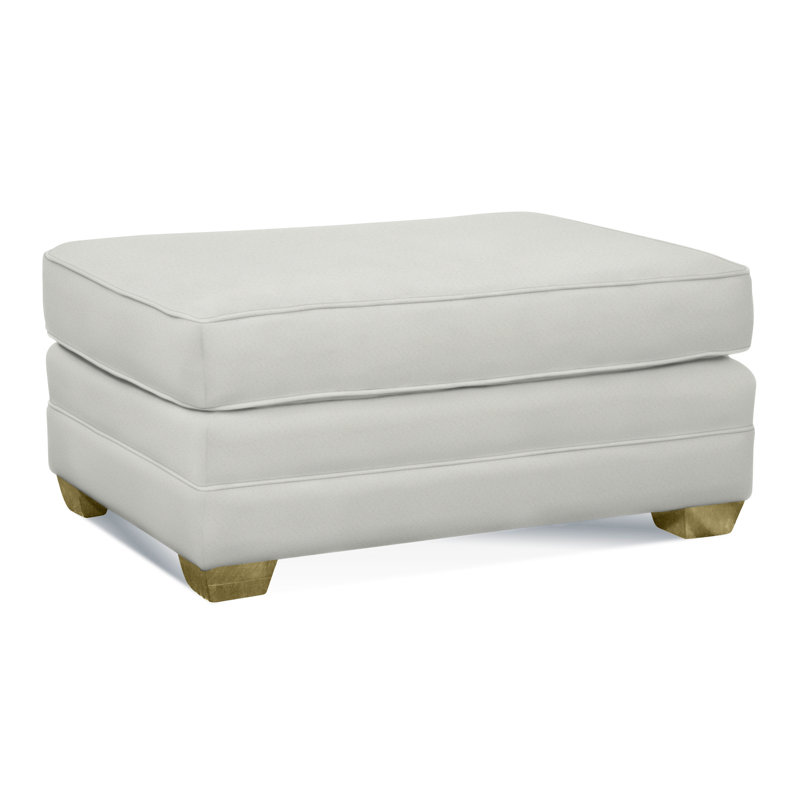 Bedford Upholstered Ottoman, Brass , Elite Dove Linen