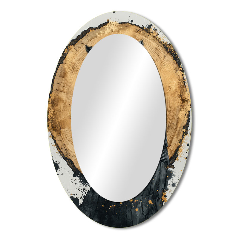 Décoration murale miroir ovale gris Dalk Owl Into Golden Forest Landscape II, 36 po x 24 po