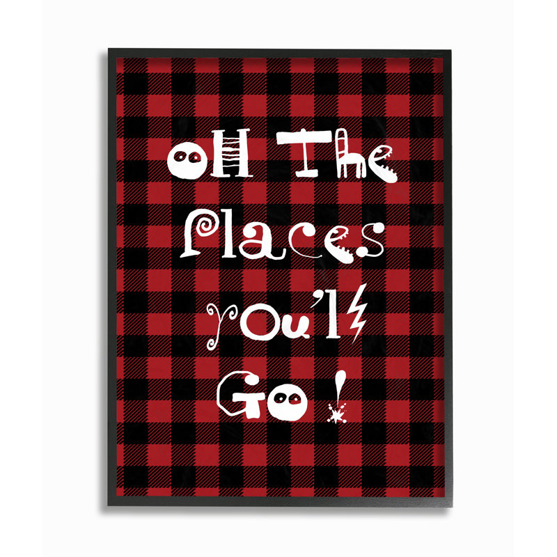 «Oh the places you go», art sur toile écossais, H 14 po x l 11 po, Giclée encadrée noir minuit