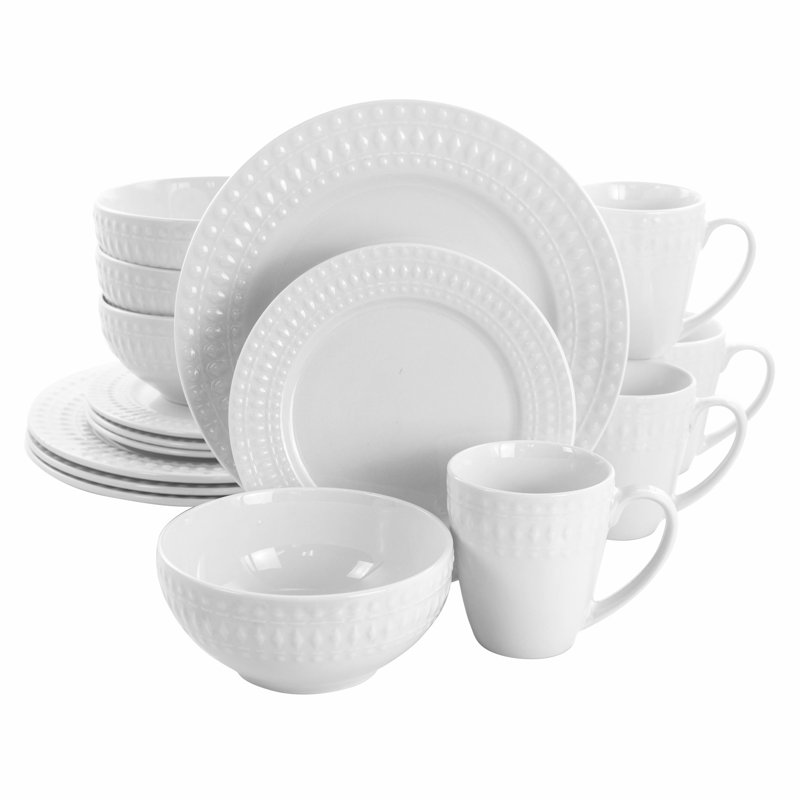 White Porcelain 16-Piece Round Dinnerware Set