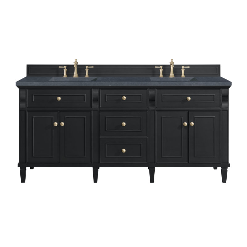 Lorelai 72'' W Double Vanity, Black Onyx, Charcoal Soapstone, 8" Widespread