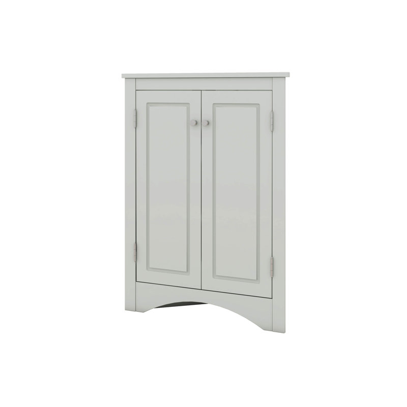 Triangle Bathroom Floor Storage Cabinet With 3 Adjustable Storage Shelves, Gray