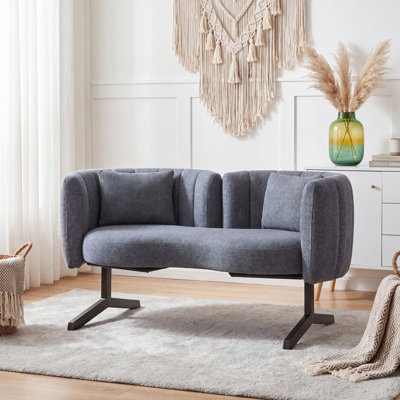 53.1"  Modren Upholstered Curved Loveseat Sofa with Pillows For  Small Space Living Room