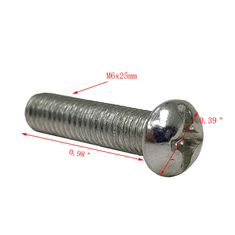 FixtureDisplays® Phillips Round Head Screws M6x25mm Pitch 1.00 20PK 15156-20PK, M6x25mm, 20