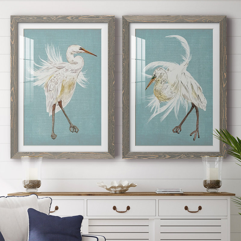 «Heron Plumage III», reproduction de photo sur toile 2 pièces, H 27,5 po x l 75 po x P 1,5 po, Gris