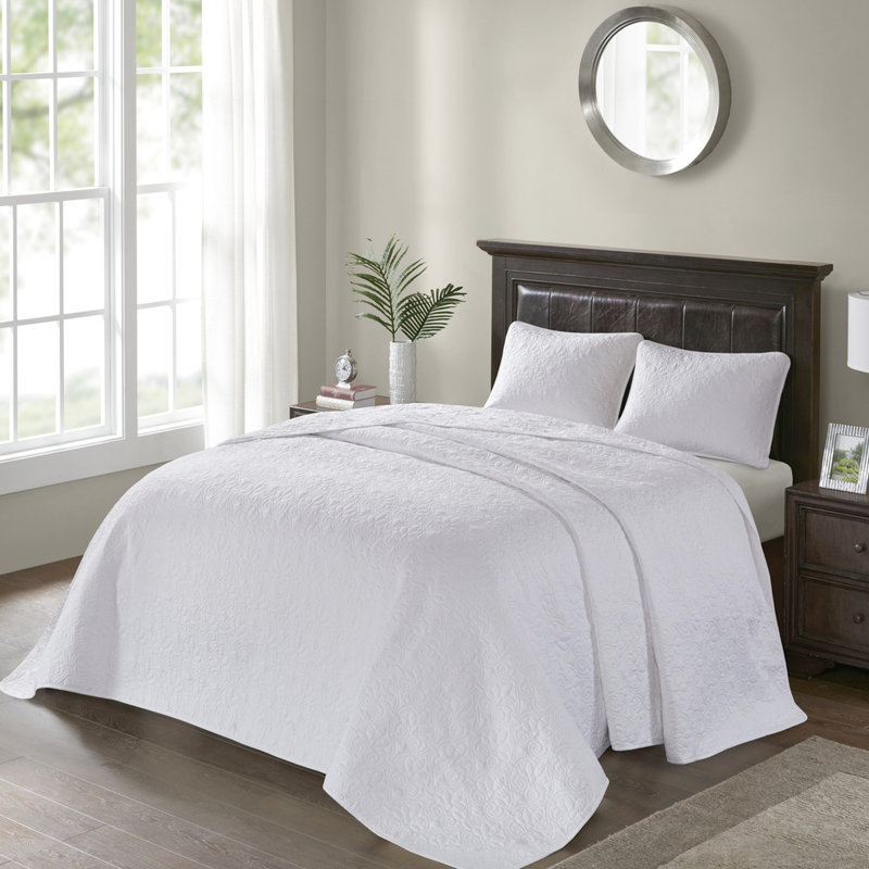 Couvre-lit réversible simple - blanc, intérieur en coton confortable, design attrayant, s'adapte bien aux matelas, confort prélavé facile à nettoyer, motif ajoutant du style, facilement lavable