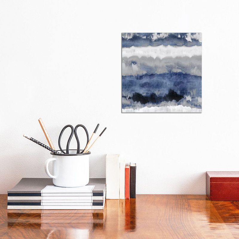 Indigo Gradations by Rachel Springer - Floater Frame Painting on Canvas, 30.48 cm H x 30.48 cm W, Wrapped Canvas
