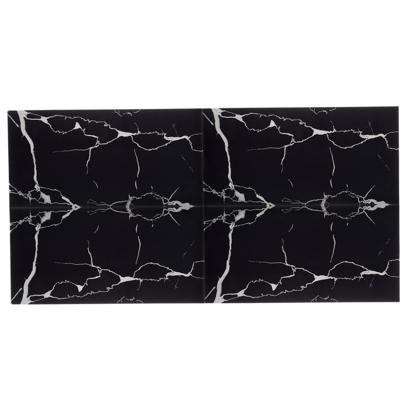 Carreau de métro auto-adhésif en PVC 4 po x 8 po, Nero Marquina
