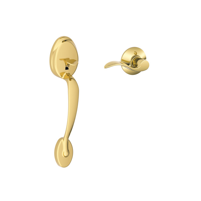 Plymouth Lower Half Handleset with Accent Door Lever (Deadbolt Sold Separately), Lifetime Brass, Left Hand
