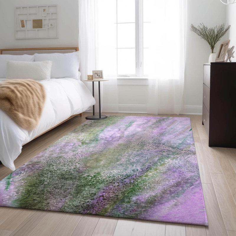 Tapis mauve Premium lavable à la machine Cerrito AMF505, Rectangle 2 pi 6 po x 3 pi 10 po