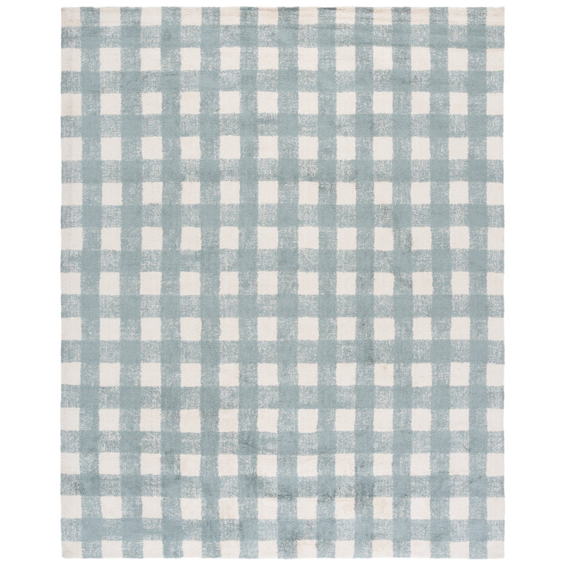 Kynlee Hand Woven Recyclyed Cotton Pile Machine Washable Plaid Rug, Square 6"